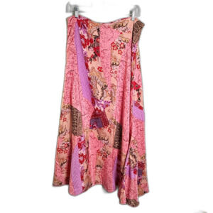 Boston Proper Maxi Skirt Floral Silk Patchwork Festival Gypsy Fulll Size 12